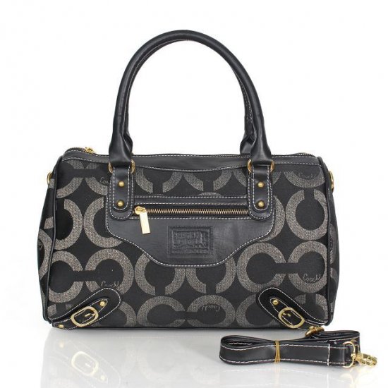 Coach Logo In Monogram Medium Black Luggage Bags CEE - Click Image to Close